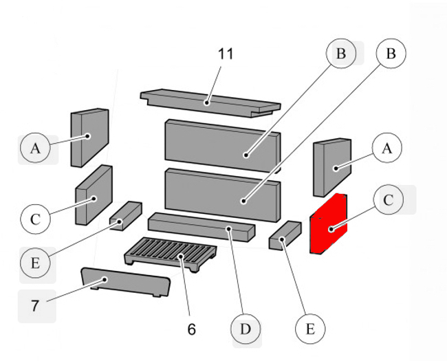 Haas+Sohn Java II 204.14 Seitenstein rechts unten Feuerraumstein