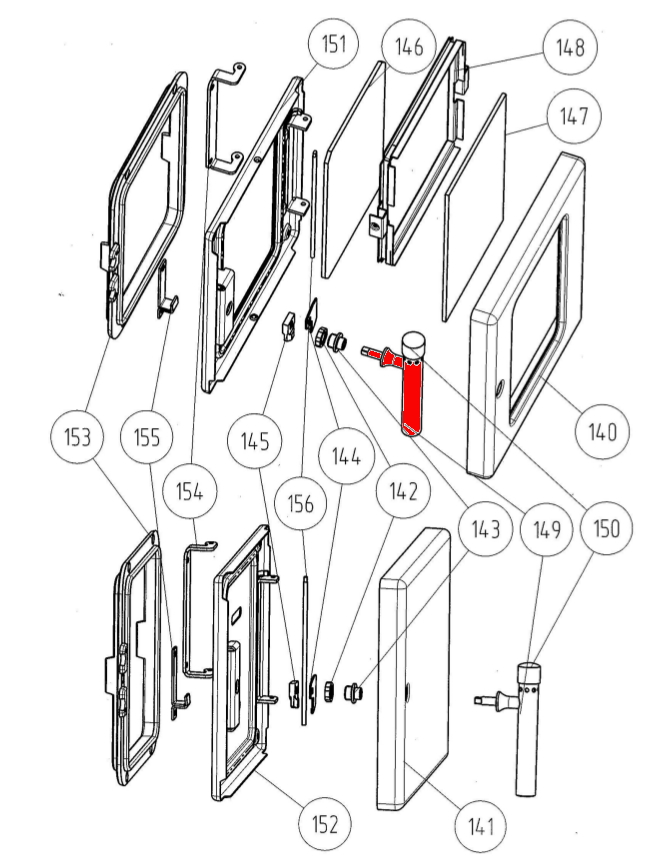 Wamsler K128F dørhåndtag brændkammerdør