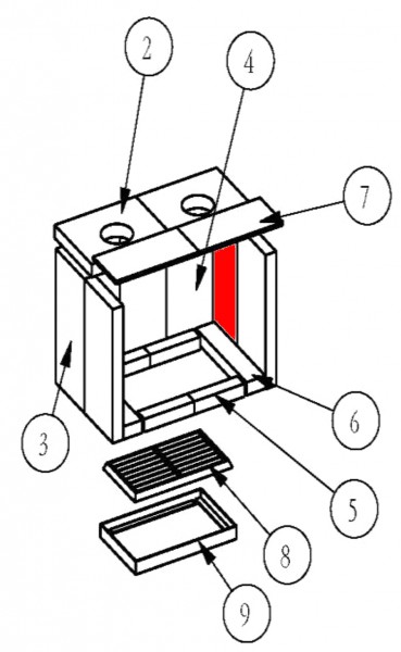 Eurotherm Rubin Seitenstein rechts hinten B Brennraumstein