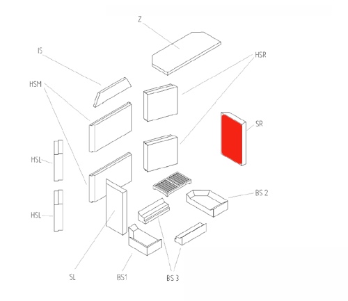 Haas+Sohn Komfort 180.18 Pierre de paroi côté à droite à l’avant pierre de la chambre de combustion