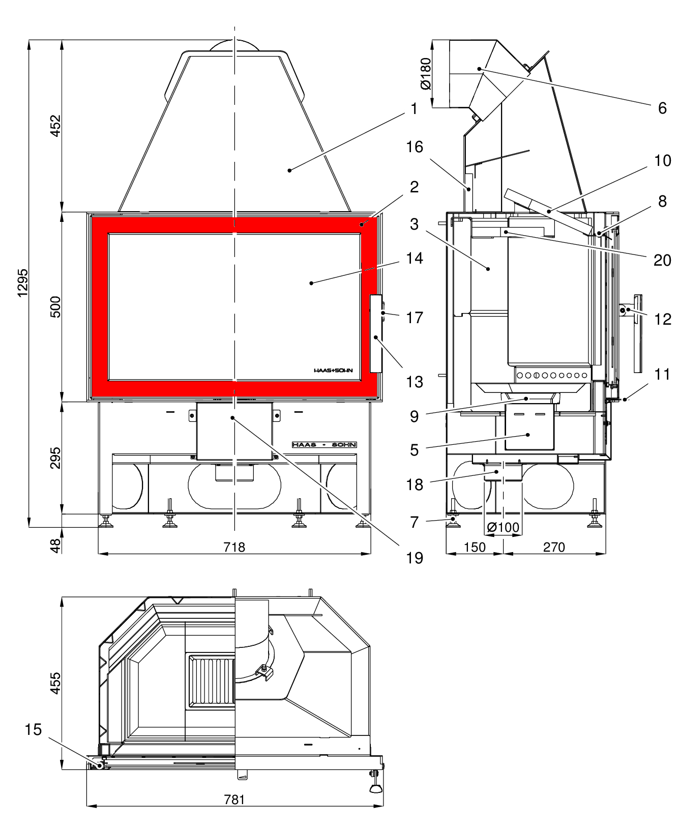 Haas-Sohn Komfort III 180.18 brændkammerdør