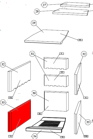 Fireplace Bahama 2000 Seitenstein links unten Vermiculitestein