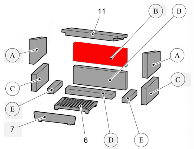 Haas+Sohn Java II 204.14 Rückwandstein oben Feuerraumstein