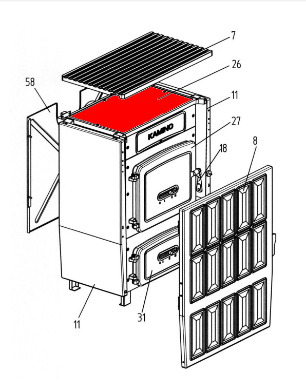 Wamsler KS 109-6 A/A afdækningsplade støbning