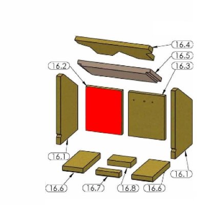 Oranier Patrona III Rückwandstein links Vermiculite rechteckig