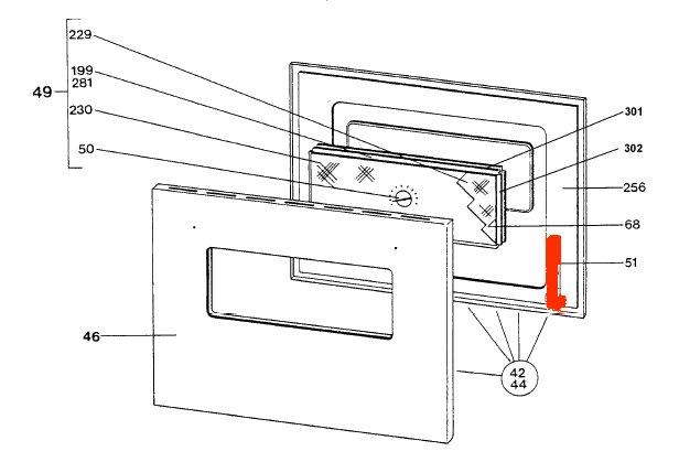 Wamsler K147 charnière porte de four acier