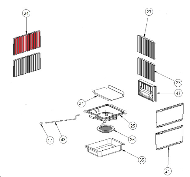 La Nordica Gemma Forno Seitenplatte links oben C Gussplatte