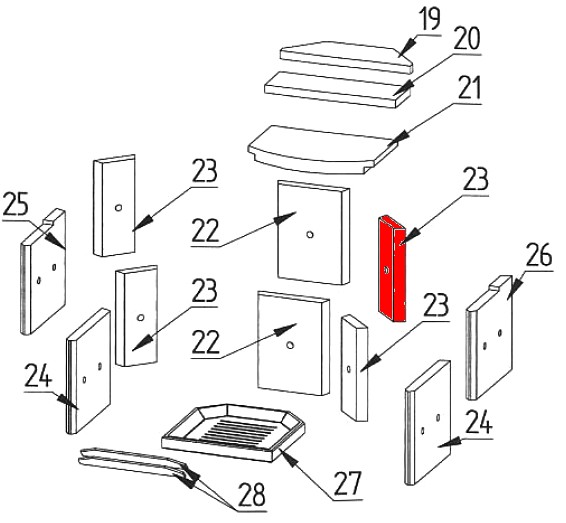 Fireplace Como Plus Seitenstein rechts oben hinten Vermiculitestein