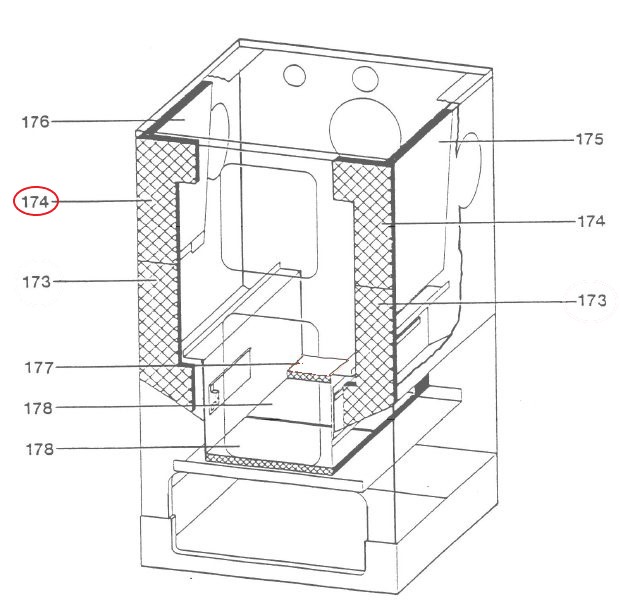 Wamsler type 15672 isolerende sten venstre foran oven