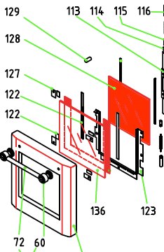 Wamsler K185F/A  vitre à l'intérieur attisant porte chauffante verre