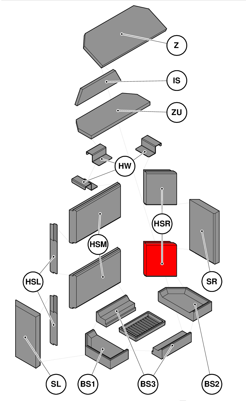 Haas+Sohn Genf II Pierre de paroi côté à droite à l’arrière en bas pierre de la chambre de combustion