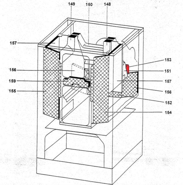 Wamsler K150 Keil für Rückwandstein Schamotte