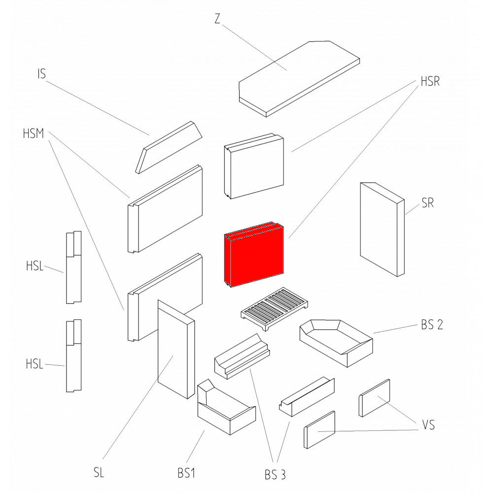 Haas+Sohn Komfort 180.18 Seitenstein rechts hinten unten Feuerraumstein