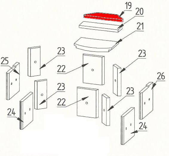 Fireplace Prato Plus Zugumlenkung oben Prallplatte