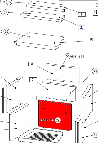 Fireplace Lille Plus Rückwandstein unten Vermiculitestein