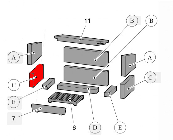 Haas+Sohn Java II 204.14 Seitenstein links unten Feuerraumstein